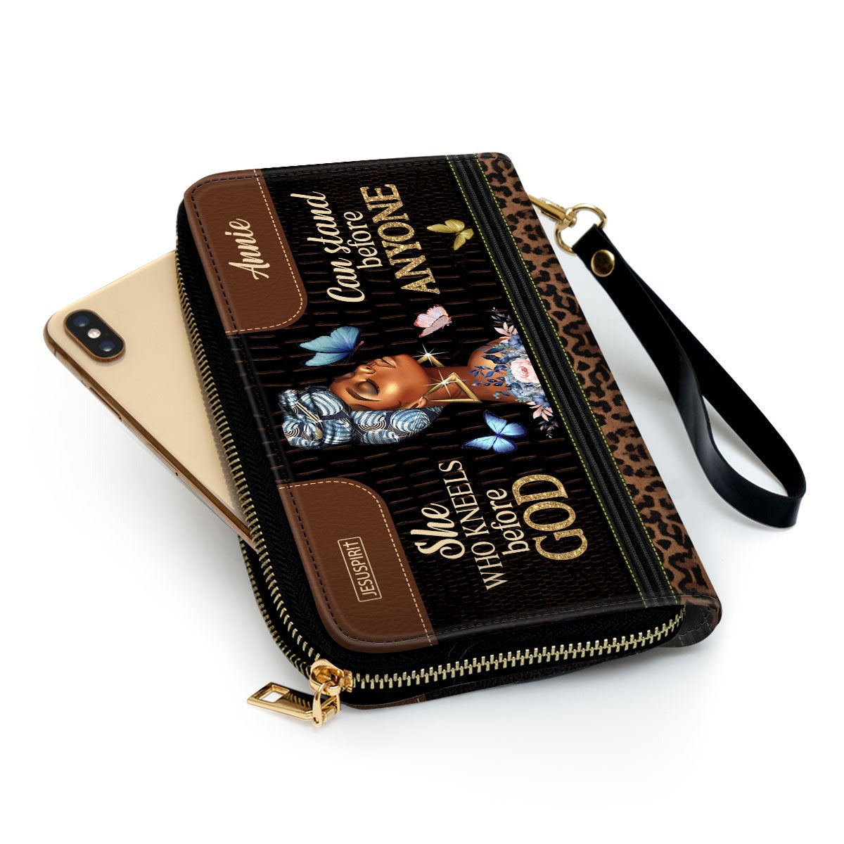 Personalized Christian Leather Handbag, She Who Kneels Before God Purse Tote Bag, Inspirational Faith Bag for Women BLAF48